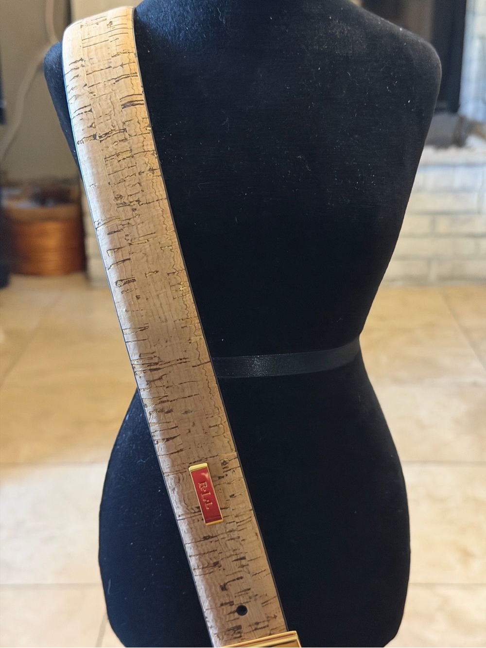 Lauren Ralph Lauren Natural Cork Look Belt Large Gold Tone Buckle Tags Attached